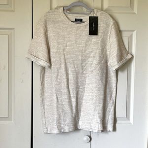 ZARA Man large textured woven rolled sleeve tee shirt
